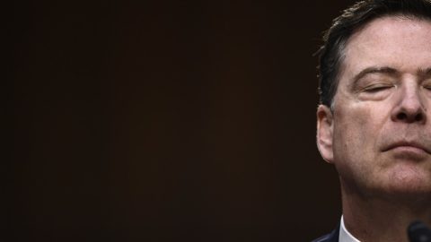 Former FBI Director James Comey testifies during a US Senate Select Committee on Intelligence hearing on Capitol Hill in Washington, DC, June 8, 2017.
Fired FBI director James Comey took the stand Thursday in a crucial Senate hearing, repeating explosive allegations that President Donald Trump badgered him over the highly sensitive investigation Russia's meddling in the 2016 election. / AFP PHOTO / Brendan Smialowski