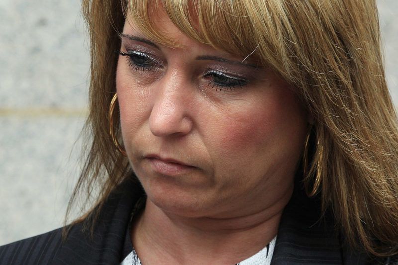 LONDON, ENGLAND - JULY 23: Mother of murdered toddler James Bulger, Denise Fergus leaves the Old Bailey on July 23, 2010 in London, England. Jon Venables, one of the two men convicted of killing James Bulger in 1993, appeared via video link today to face three charges of downloading and distributing indecent images of children, and received a two year sentence. (Photo by Dan Kitwood/Getty Images)