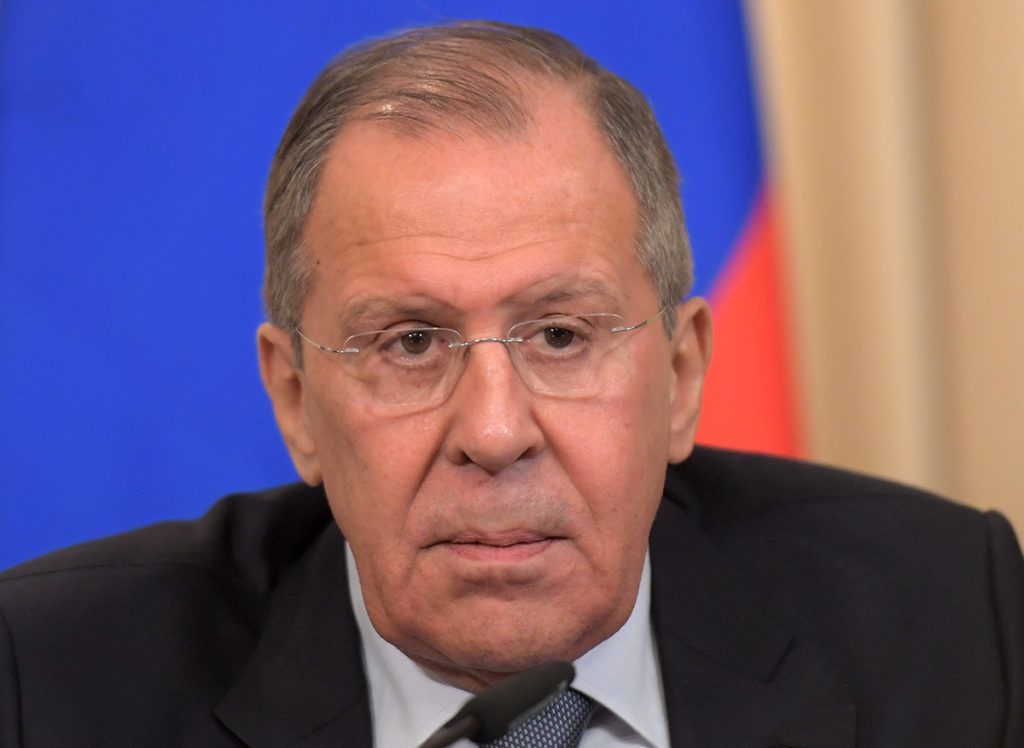 5474976 13.04.2018 Russian Foreign Minister Sergei Lavrov during a joint news conference with his Dutch counterpart Stef Blok. Evgeny Biyatov / Sputnik