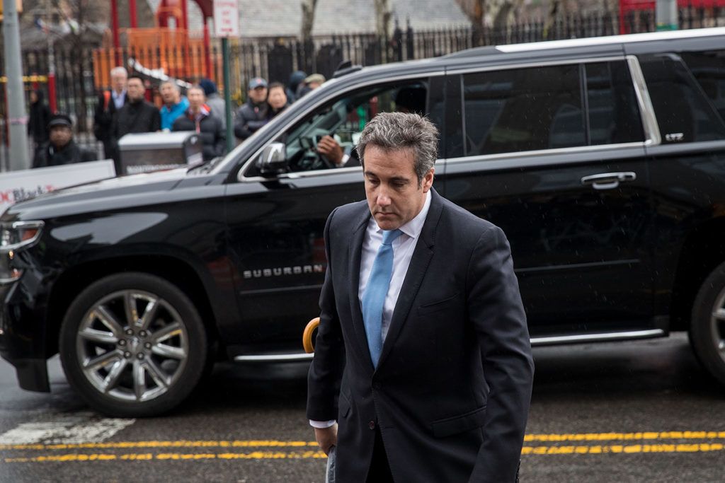 NEW YORK, NY - APRIL 16: Michael Cohen, longtime personal lawyer and confidante for President Donald Trump,  arrives at the United States District Court Southern District of New York, April 16, 2018 in New York City.  Cohen and lawyers representing President Trump are asking the court to block Justice Department officials from reading documents and materials related to his CohenÕs relationship with President Trump that they believe should be protected by attorney-client privilege. Officials with the FBI, armed with a search warrant, raided Cohen's office and two private residences last week.  (Photo by Drew Angerer/Getty Images)