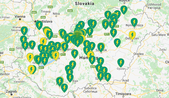Elektromos autó töltő térkép magyarország