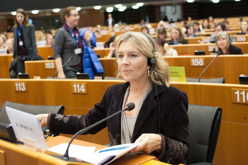 Brüsszel, 2016. november 8. Morvai Krisztina, a Jobbik EP-képviselõje az Európai Parlament (EP) brüsszeli épületének plenáris üléstermében 2016. november 8-án. MTI Fotó: Kallos Bea