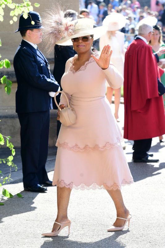 WINDSOR, UNITED KINGDOM - MAY 19:  Oprah Winfrey arrives at St George's Chapel at Windsor Castle before the wedding of Prince Harry to Meghan Markle on May 19, 2018 in Windsor, England. (Photo by Ian West - WPA Pool/Getty Images)