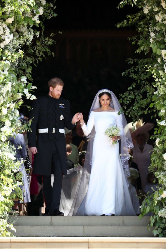 WINDSOR, UNITED KINGDOM - MAY 19:  Prince Harry and Meghan Markle leave St George's Chapel after their wedding in St George's Chapel at Windsor Castle on May 19, 2018 in Windsor, England. (Photo by Jane Barlow - WPA Pool/Getty Images)