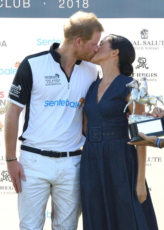 WINDSOR, ENGLAND - JULY 26:  Meghan, Duchess of Sussex and Prince Harry, Duke of Sussex attend the Sentebale ISPS Handa Polo Cup at the Royal County of Berkshire Polo Club on July 26, 2018 in Windsor, England.  (Photo by Karwai Tang/WireImage)