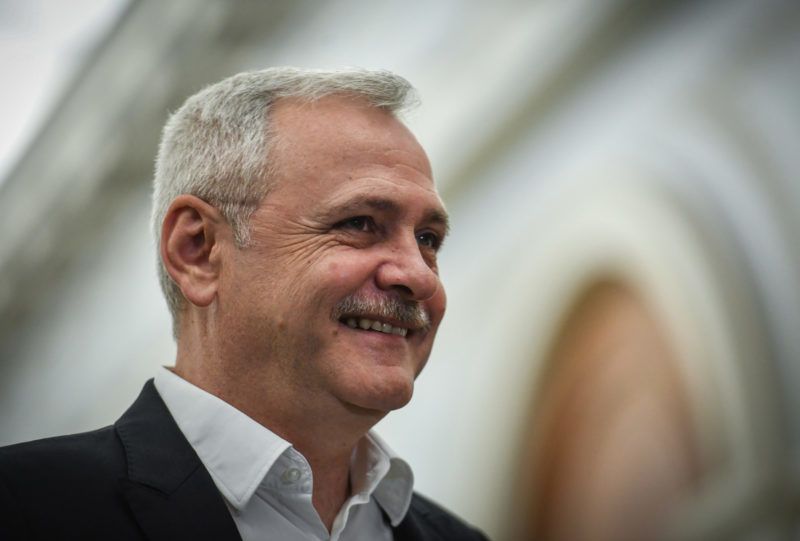 Leader of the Romanian Social Democrat Party (PSD) Liviu Dragnea arrives for the PSD national convention at the Parliament Palace in Bucharest on December 16, 2018. (Photo by Daniel MIHAILESCU / AFP)