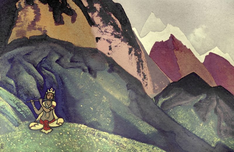A reproduction of "Krishna" by Nicholas Roerich, 1933, cardboard, tempera.